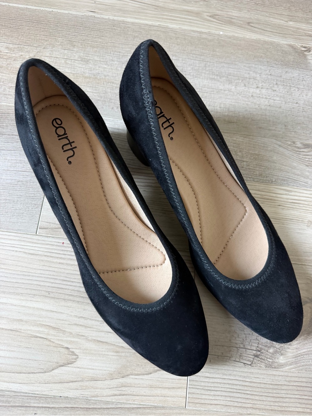 Earth Origins Black Suede Block Heel Pumps Shoes Women’s Size 11M